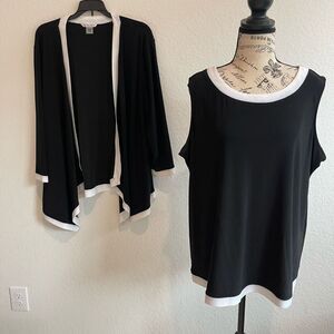 Alison Daley Womens 2 piece Sleeveless Top‎ & Blazer Black/White XL Classic